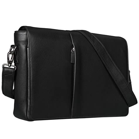 Messenger Bag aus Leder in Schwarz 